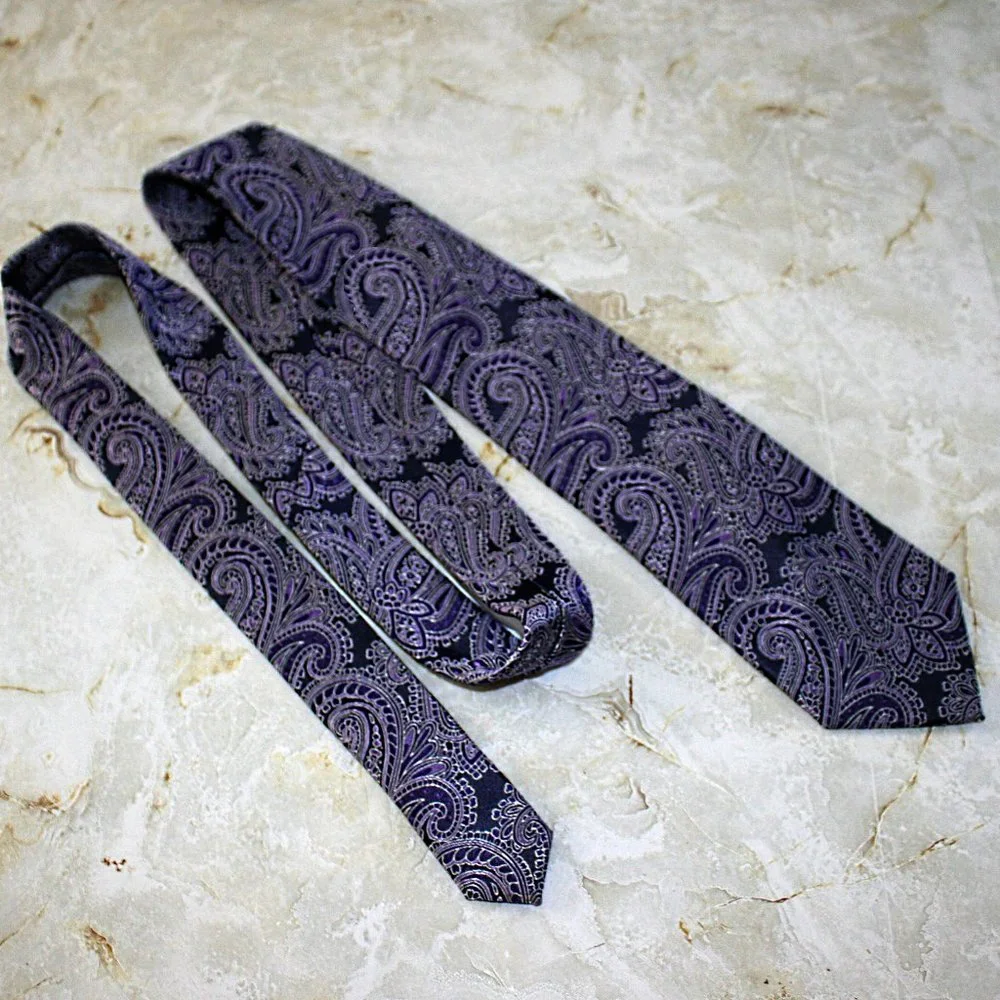 JC PENNY Neck Tie Men's Purple Lilac Paisley Brocade Necktie Accessory
